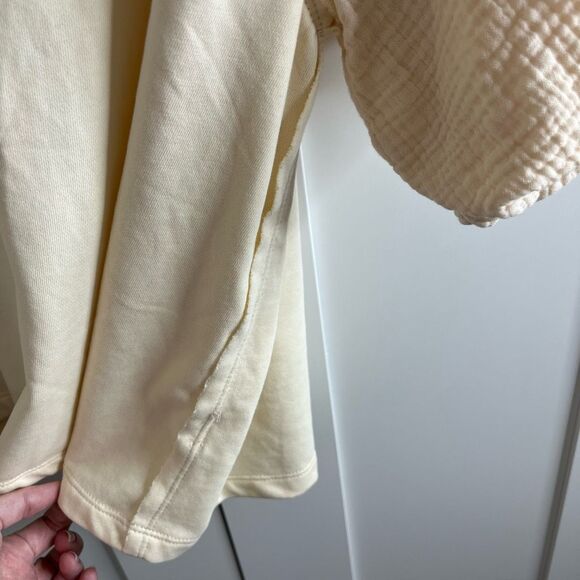 Umgee Gauze Puff Sleeve Knit Short Sleeve Ivory small - Picture 6 of 7